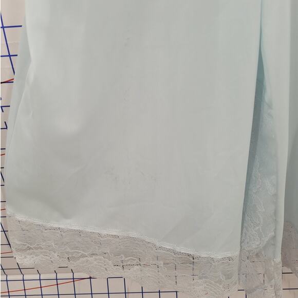 Vintage Powder Blue Satin Pleated Slip Dress Munsingwear Lace Trim Romance‎ - Picture 8 of 14